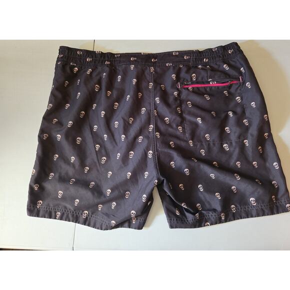 Robert Graham Black Swim Trunks with White Skull Motif - Picture 3 of 6